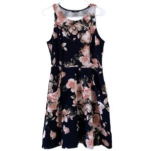 Soprano Womens Multicolor Floral Round Neck Sleeveless A Line Dress Size Large